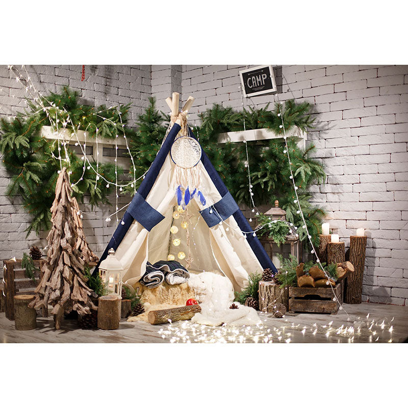 Avezano The Christmas Holly And Tent Photography Backdrop For Christmas-AVEZANO