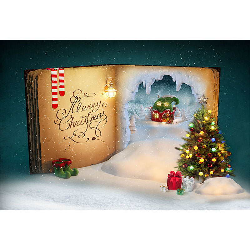 Avezano The World of Ice and Snow in Books Photography Backdrop for Christmas-AVEZANO