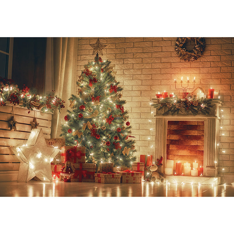 Avezano Bright Christmas Tree And Lights Photography Backdrop For Christmas-AVEZANO
