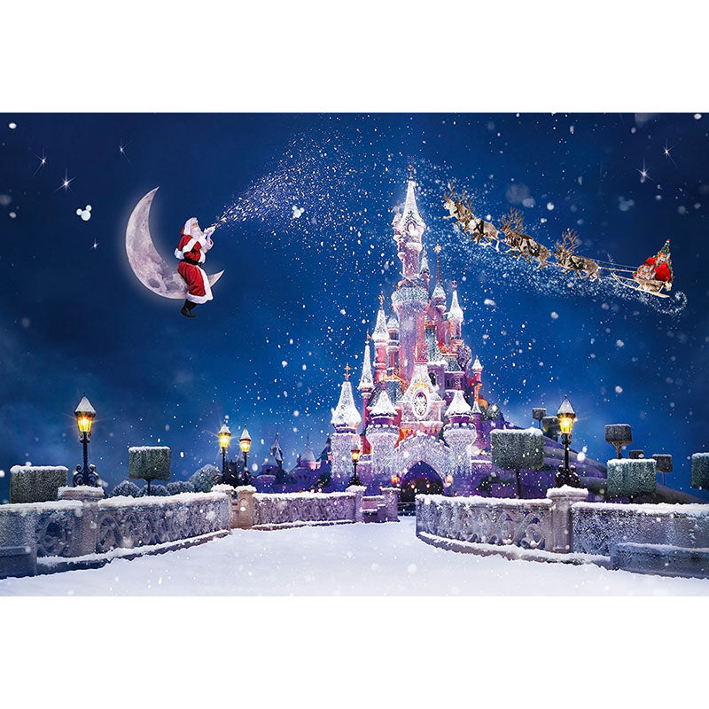 Avezano Fairy Tale Castle And Santa Claus Photography Backdrop For Christmas-AVEZANO