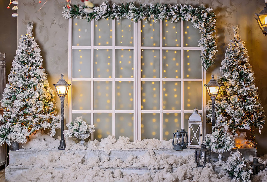 Avezano Christmas Exterior Photography Backdrop Scene  Room Set