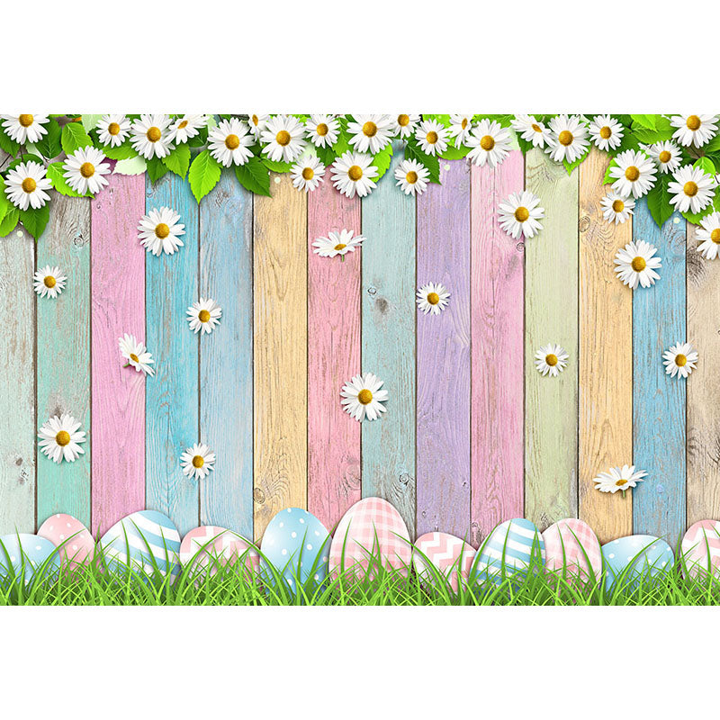 Avezano Colourful Woodboard And Eggs Photography Backdrop For Easter-AVEZANO