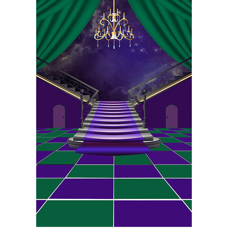 Avezano Purple And Green Stairway In The Castle Architecture Backdrop For Portrait Photography-AVEZANO