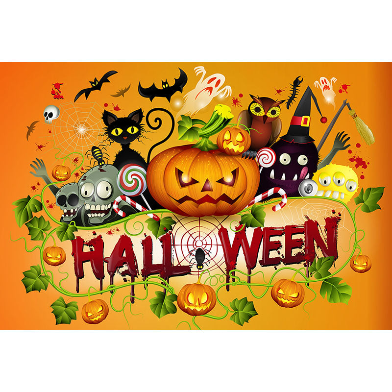 Avezano Cartoon Halloween Elements Halloween Photography Backdrop-AVEZANO