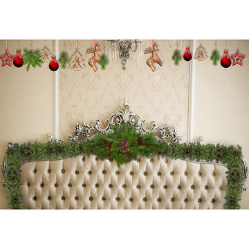 Avezano Headboard And Christmas Decorations Photography Backdrop-AVEZANO