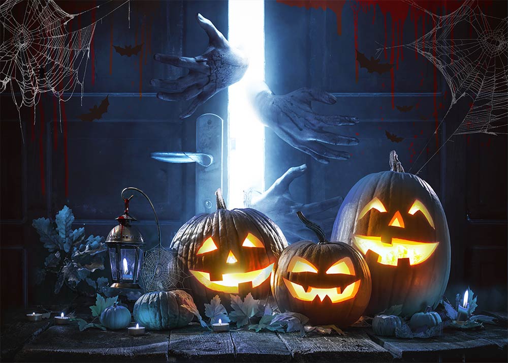 Avezano Jack-O-Lantern Night Halloween Photography Backdrop-AVEZANO
