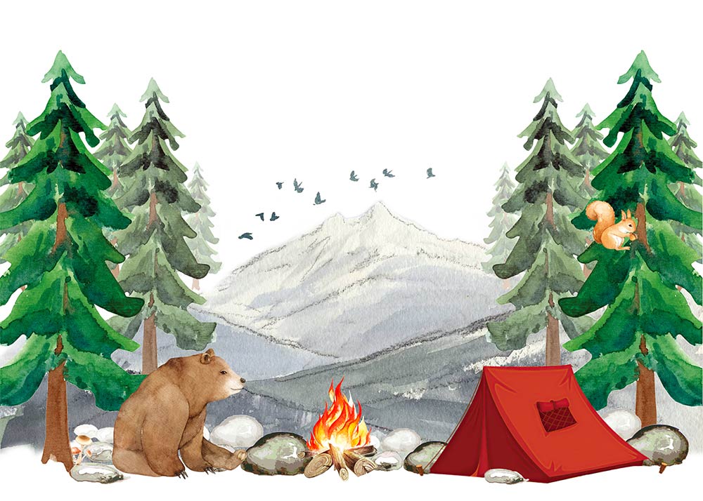 Avezano Animals In The Winter Forest Cartoon Photography Backdrop-AVEZANO