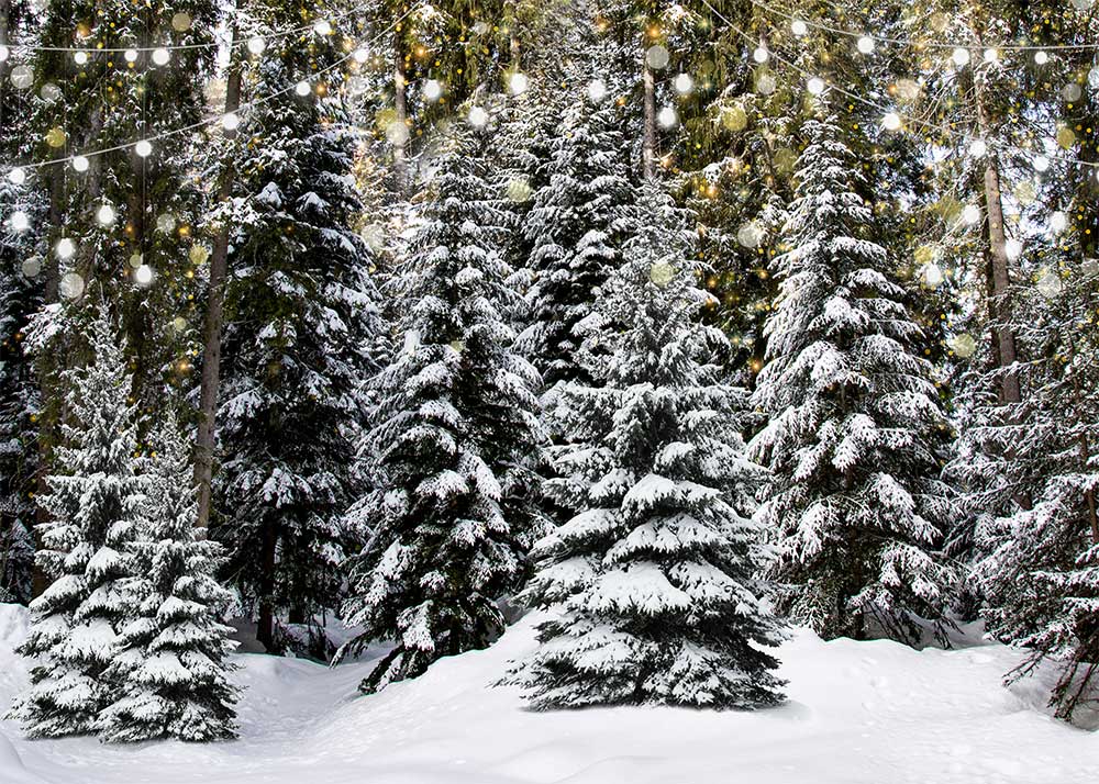 Avezano Christmas Tree In The Snow Photography Backdrop-AVEZANO