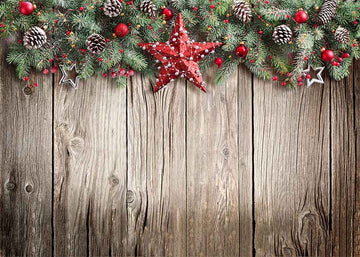 Avezano Christmas Decoration Wooden Wall Photography Backdrop-AVEZANO
