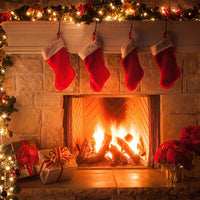 Avezano Burning Fireplace And Socks Christmas Photography Backdrop