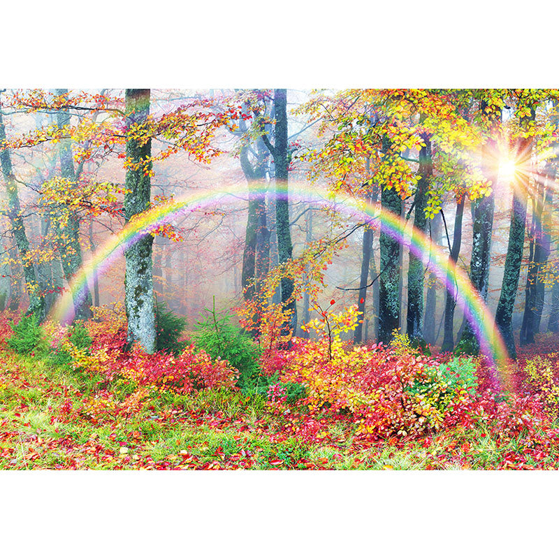 Avezano Spring Colorful Woods And Rainbow Photography Backdrop-AVEZANO