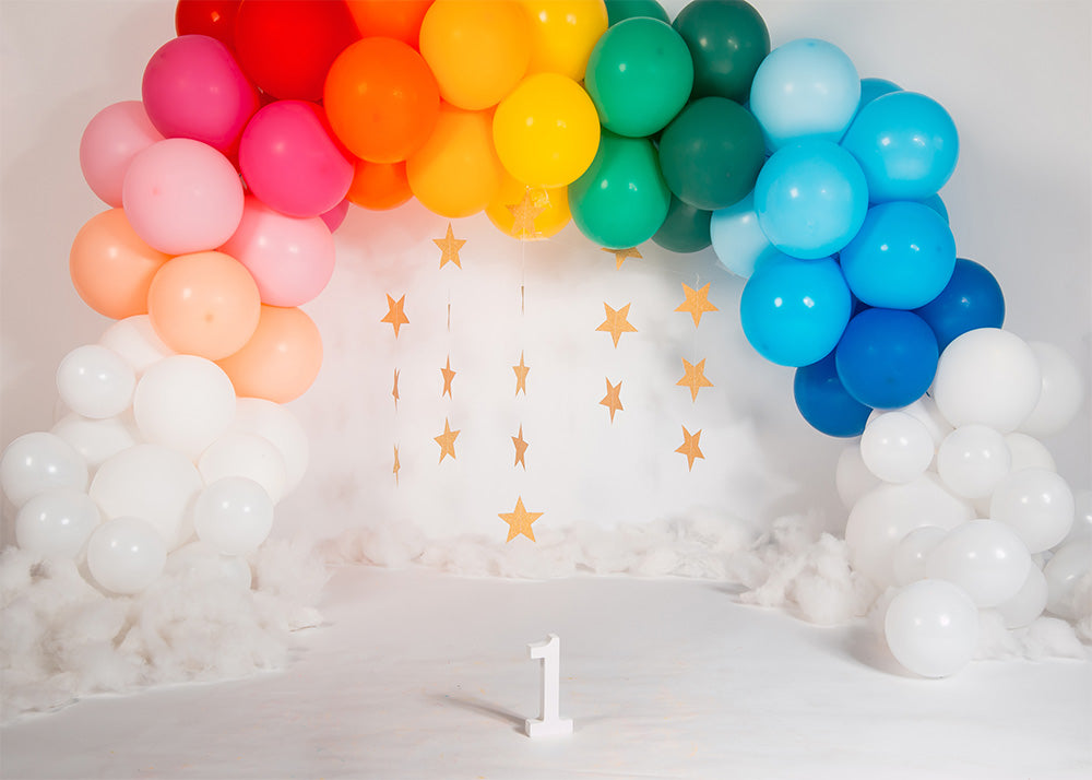 Avezano Color Balloon Bridge 1St Birthday Photography Backdrop-AVEZANO