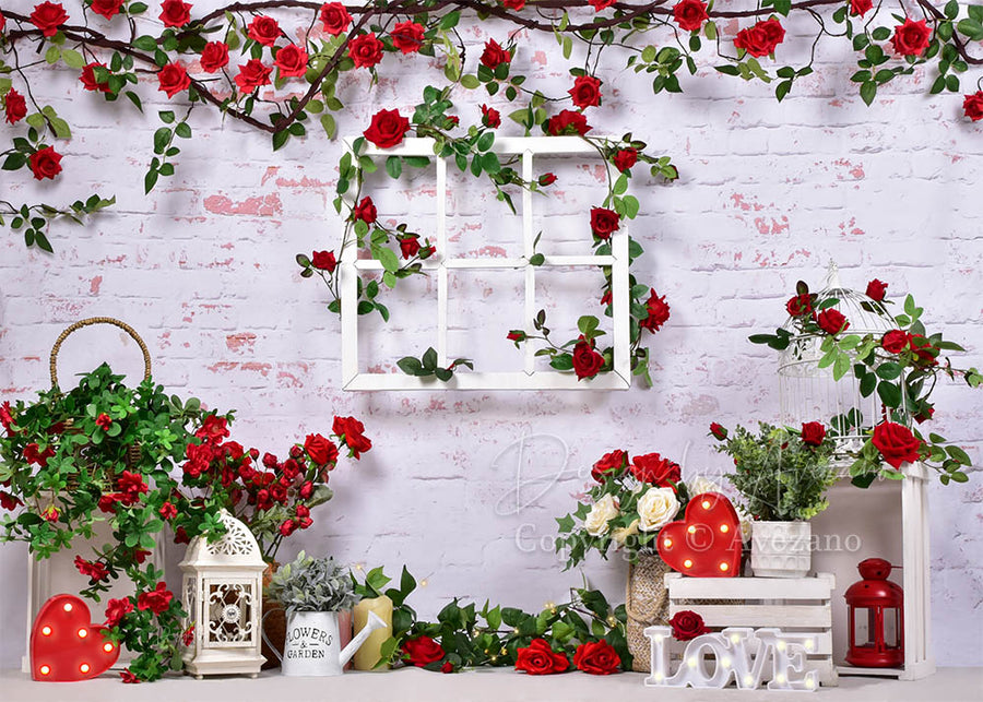 Avezano Valentine'S Day Theme Scene Decorated With Roses Photography Backdrop-Backdrop-Avezano-AVEZANO