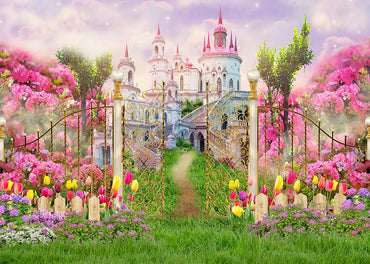 Avezano Spring Castle and Gardens 2 pcs Set Backdrop
