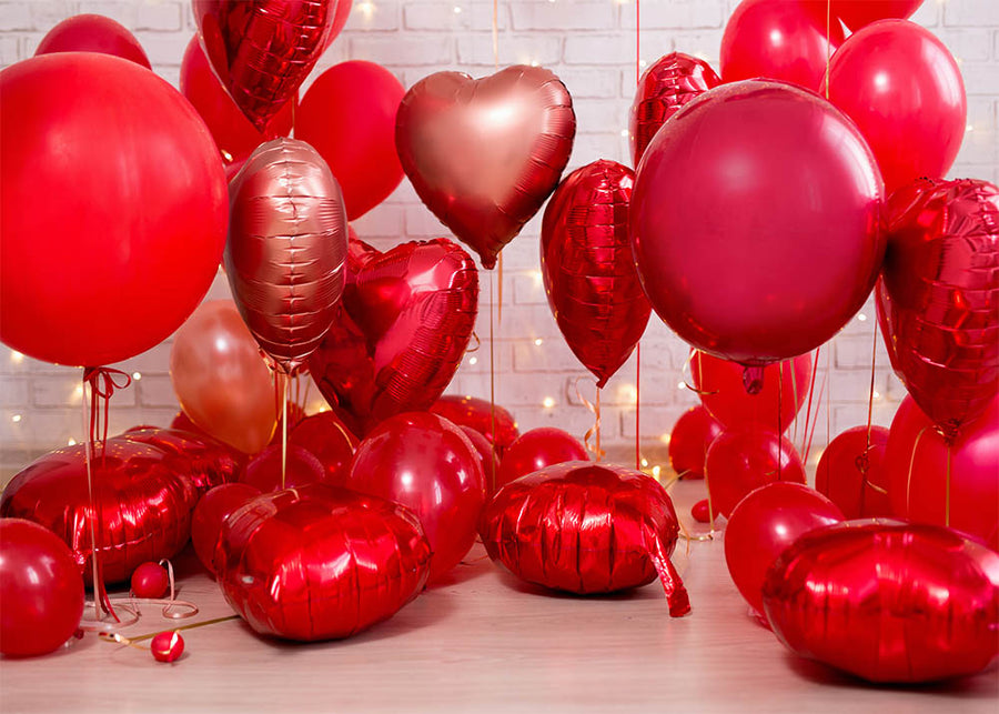 Avezano Red Love Balloons Photography Backdrop-AVEZANO