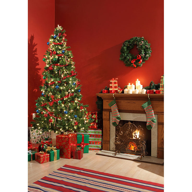 Avezano The Christmas Tree And Gifts Photography Backdrop For Christmas-AVEZANO