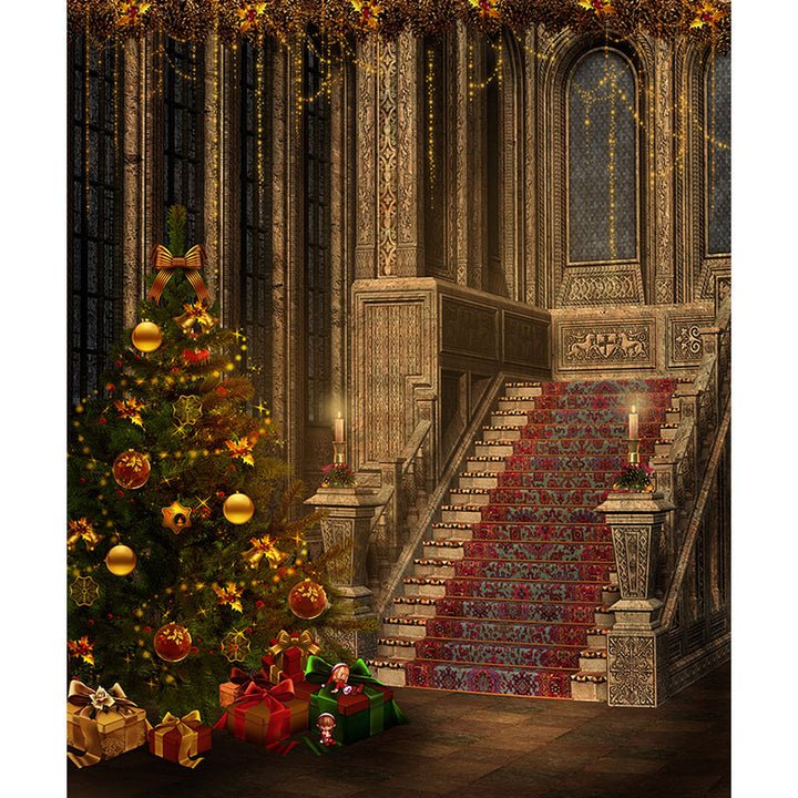 Avezano The Christmas Tree In The Palace Photography Backdrop For Christmas-AVEZANO