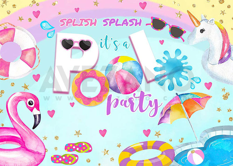 Avezano Baby Birthday Party Summer Pool Photography Background-AVEZANO