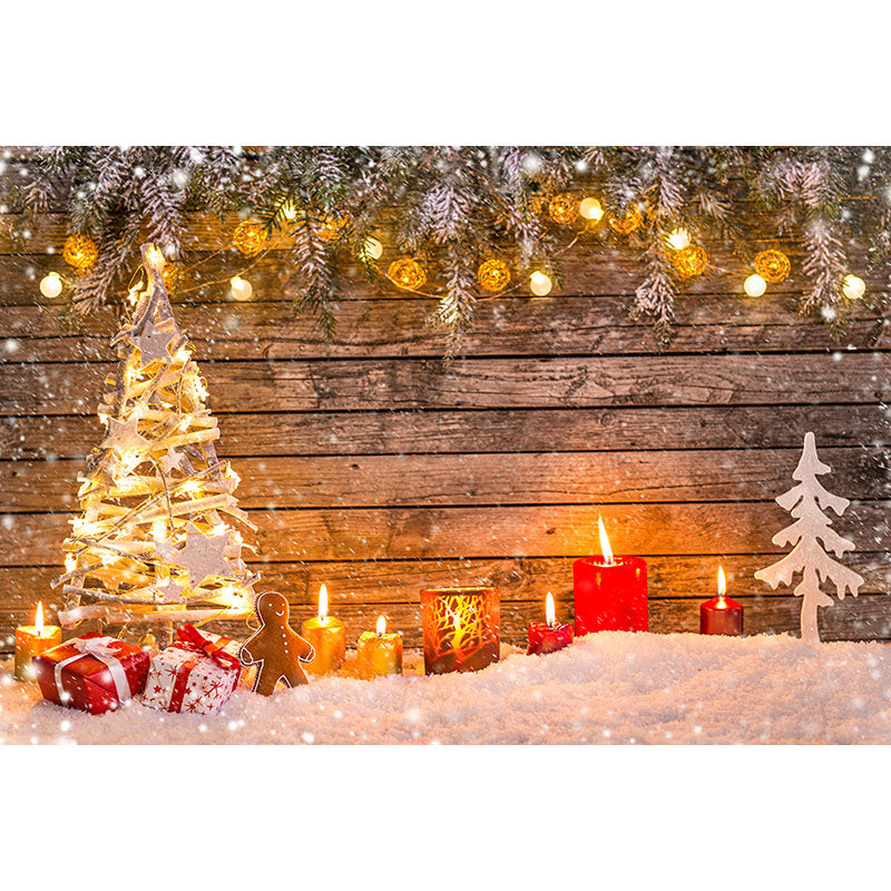 Avezano Christmas Tree And Candles Photography Backdrop For Christmas-AVEZANO