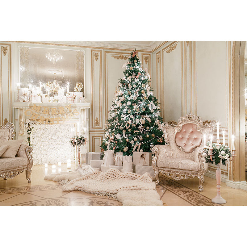 Avezano Sparkle Christmas Tree And Candles Photography Backdrop For Christmas-AVEZANO