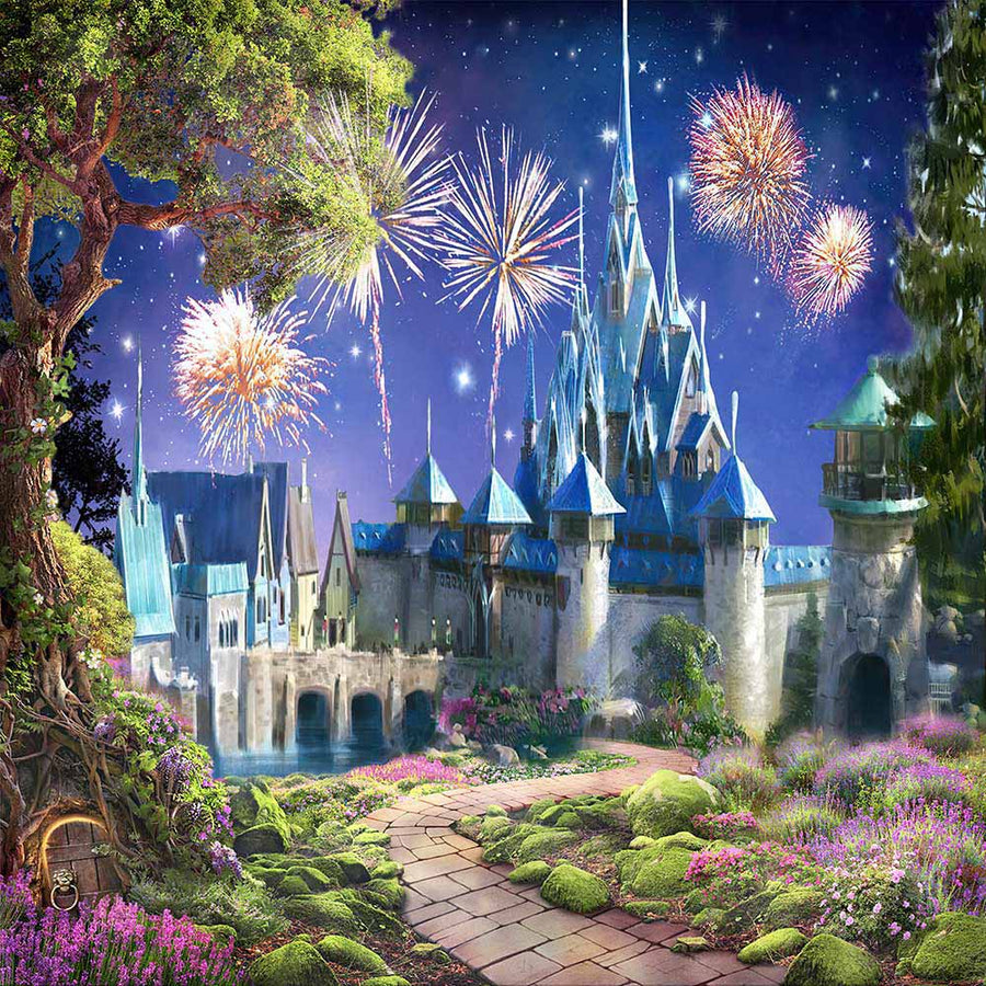 Avezano Dream Castle And Fireworks Backdrop For Photography