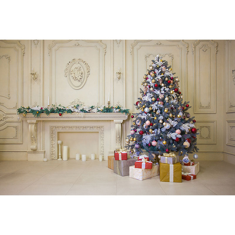 Avezano Christmas Tree And Gifts Photography Backdrop For Christmas-AVEZANO