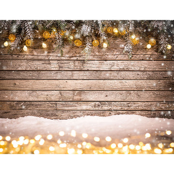 Avezano Wood Wall With Christmas Plant Photography Backdrop For Christmas-AVEZANO