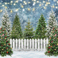 Avezano Christmas Tree And Fence Backdrop For Photography-AVEZANO