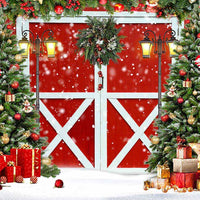 Avezano Christmas Red Door Backdrop For Photography-AVEZANO
