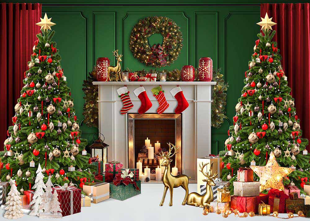 Avezano Christmas Firework And Gifts Backdrop For Photography-AVEZANO