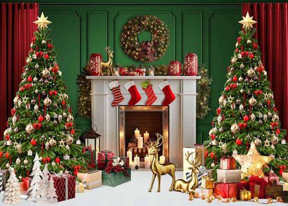 Avezano Christmas Firework And Gifts Backdrop For Photography-AVEZANO