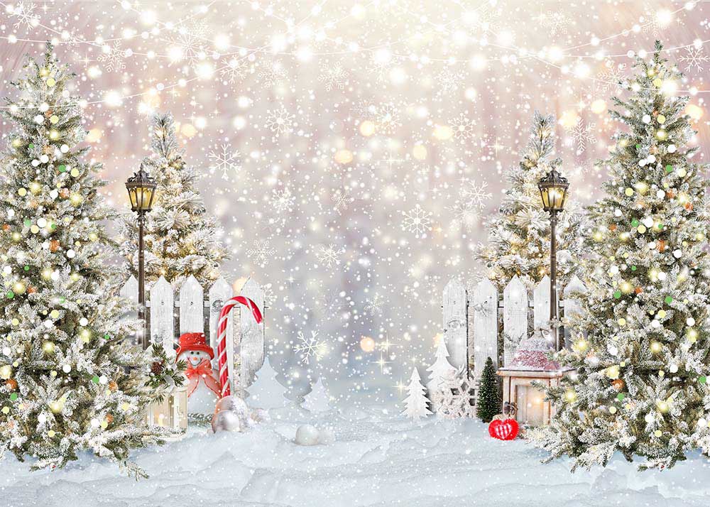Avezano Snowy Christmas Tree Photography Backdrop-AVEZANO