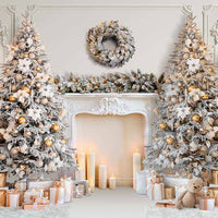 Avezano Christmas Tree and fireplace Photography Backdrop Room Set