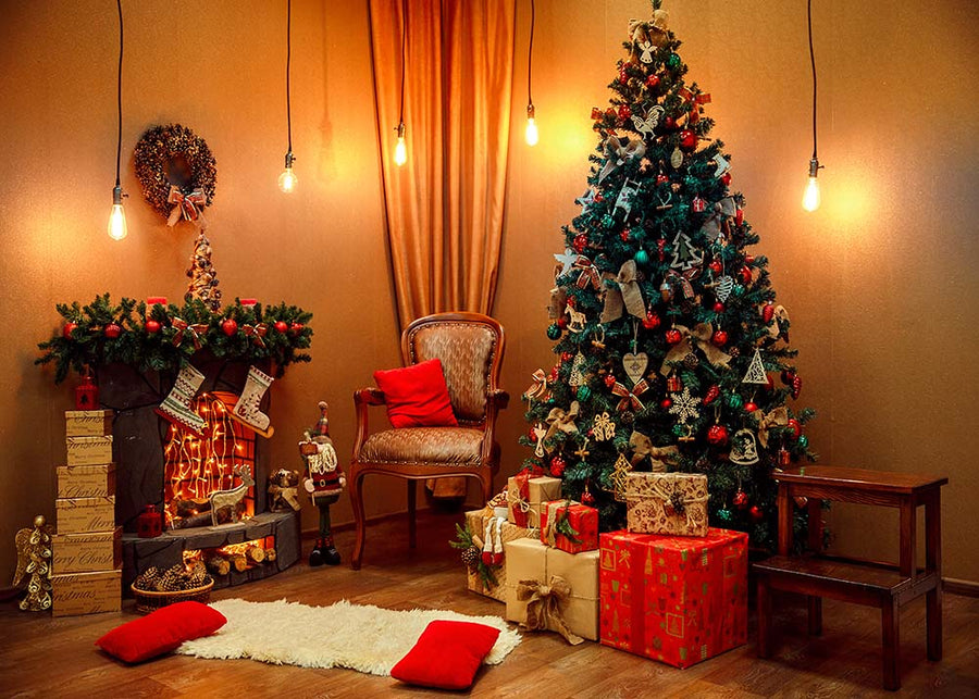 Avezano Christmas Tree In House Photography Backdrop-AVEZANO