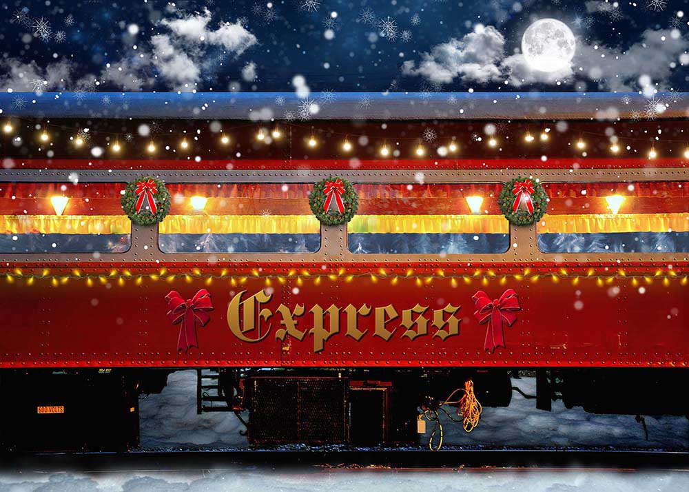 Avezano Christmas Train Photography Backdrop-AVEZANO