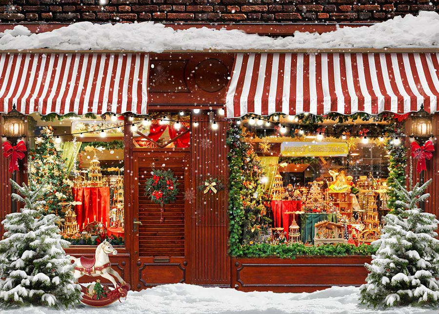 Avezano Christmas Gift Shop Photography Backdrop Room Set