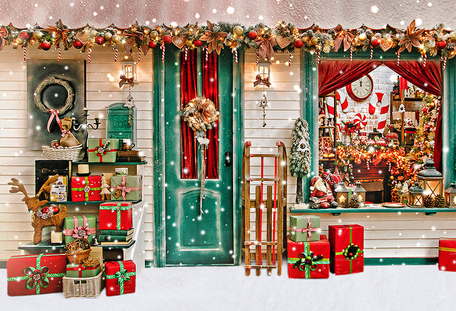 Avezano Christmas Shop Photography Backdrop For Christmas-AVEZANO
