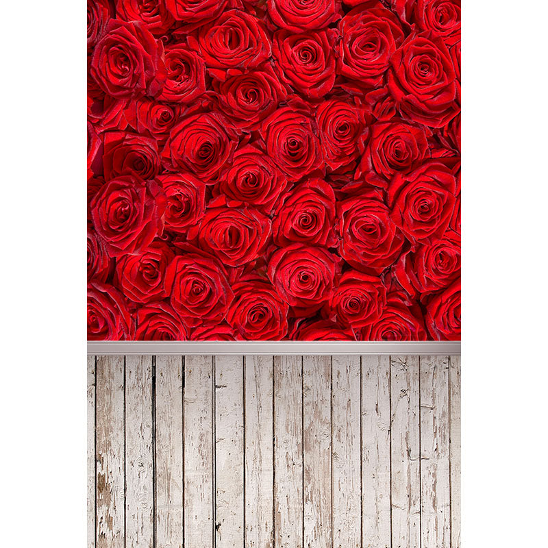 Avezano Rose Wall And Wood Floor Valentine'S Day Photography Backdrop-AVEZANO