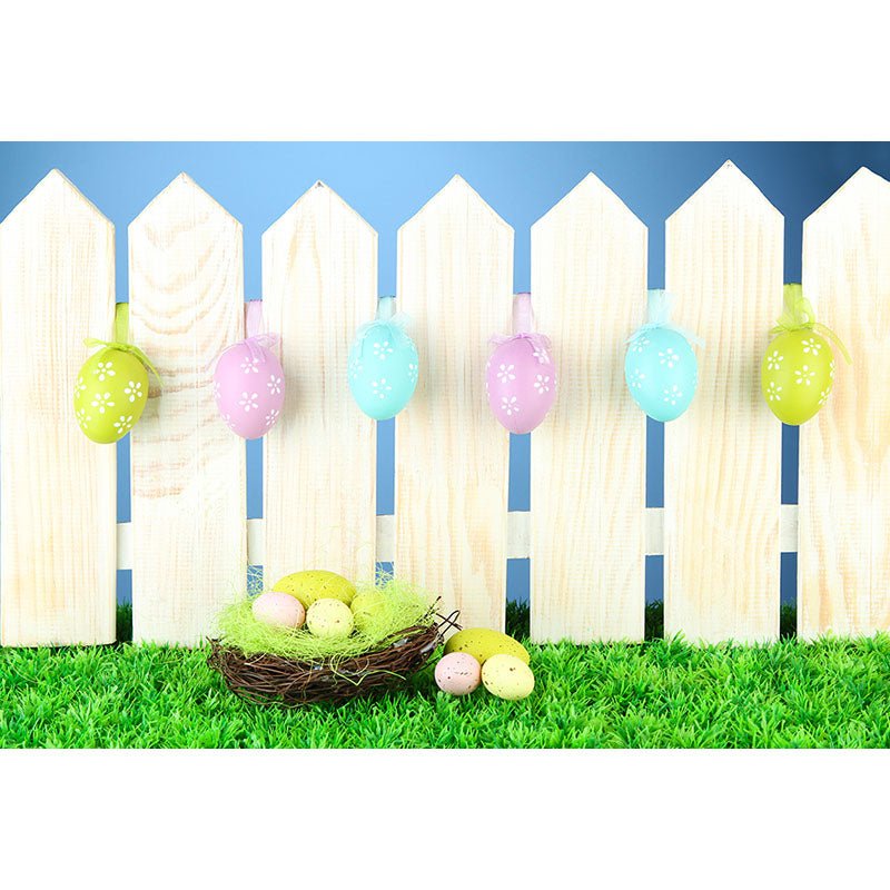 Avezano The Wood Fence And Eggs Photography Backdrop For Easter-AVEZANO