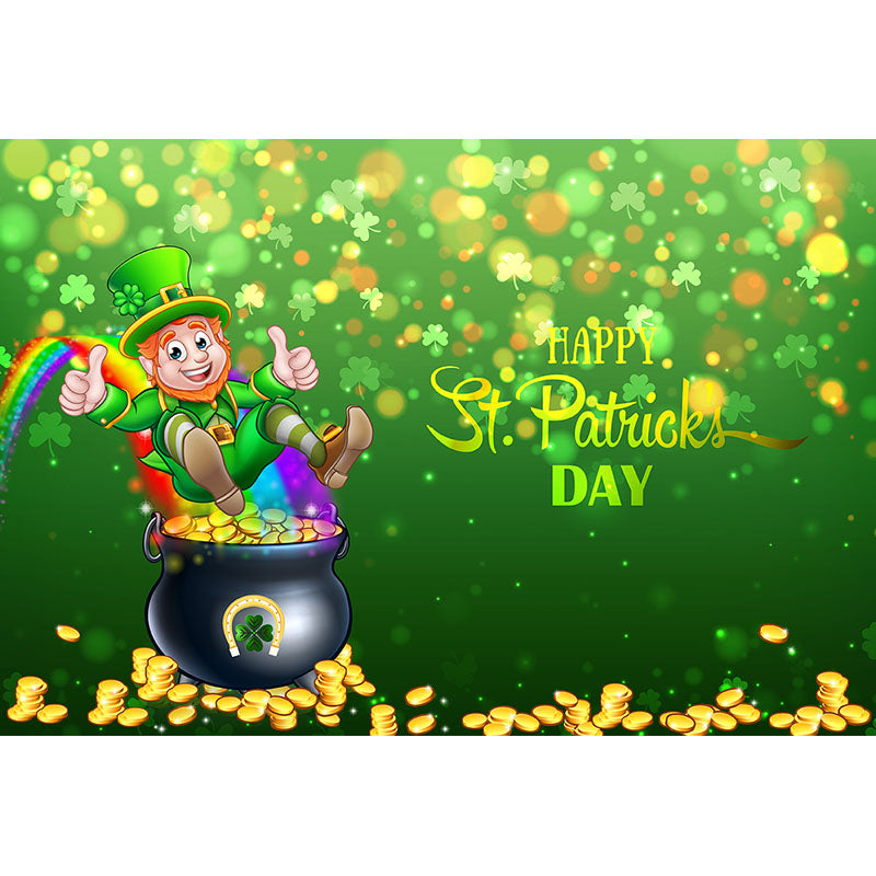 Avezano Green Dwarf And Gold St. Patrick'S Day Photography Backdrop-AVEZANO