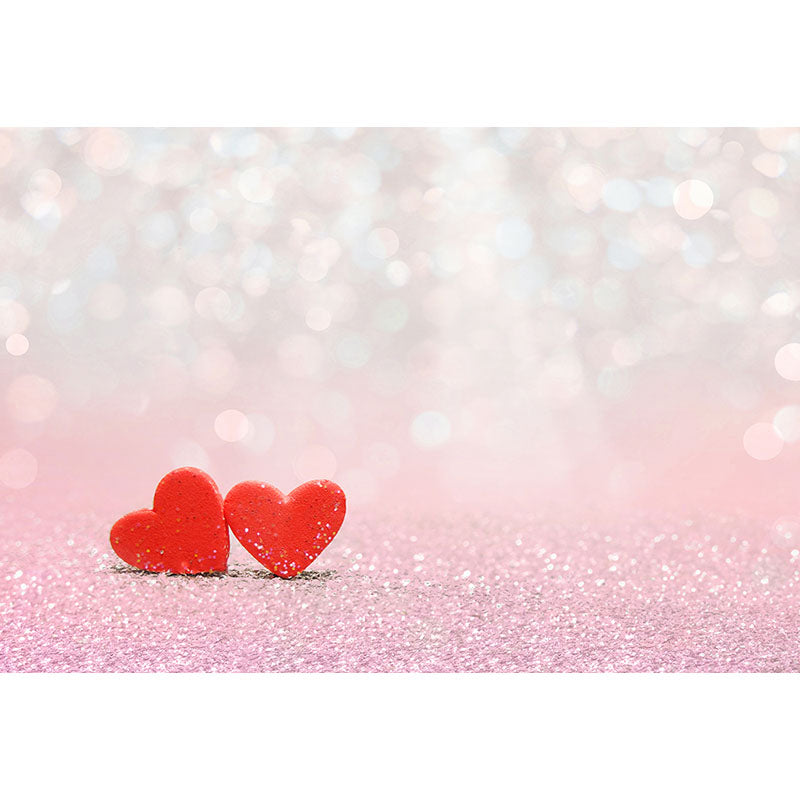 Avezano Light Pink Powder Bokeh Backdrop With Love Hearts For Photography-AVEZANO