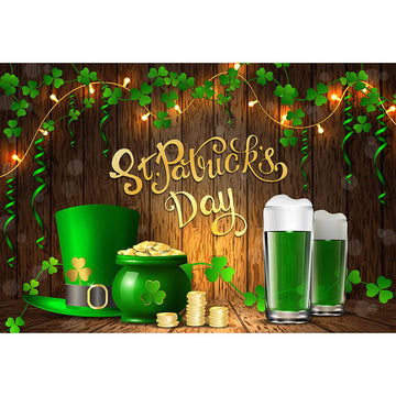 Avezano Green Beer And Gold With Clover St. Patrick'S Day Photography Backdrop-AVEZANO
