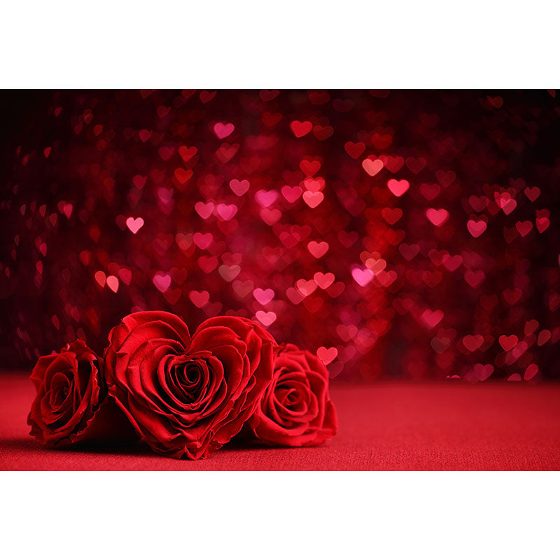 Avezano Red Rose And Love Heart Bokeh Valentine'S Day Photography Backdrop-AVEZANO