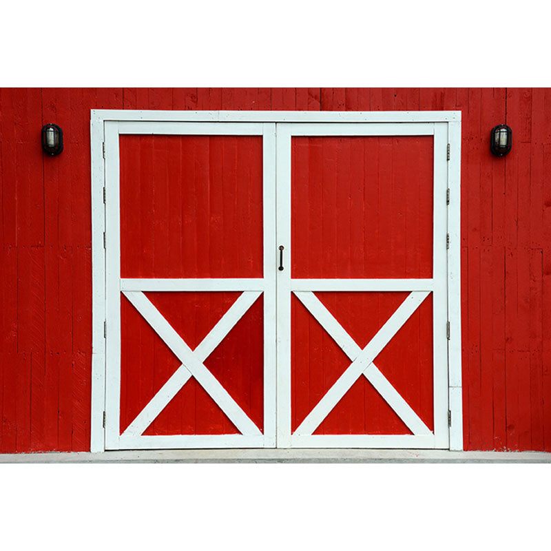 Avezano Red Wood Wall With Door Backdrop For Portrait Photography-AVEZANO