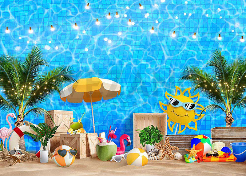 Avezano Swimming Pool Summer Beach Photography Backdrop-AVEZANO