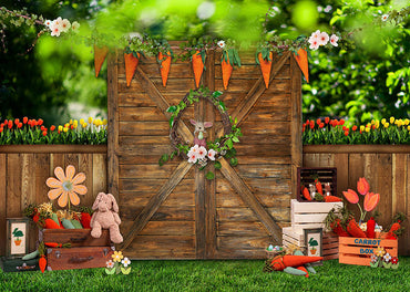 Avezano Rabbit Carrot 2 pcs Spring Easter Set Backdrop
