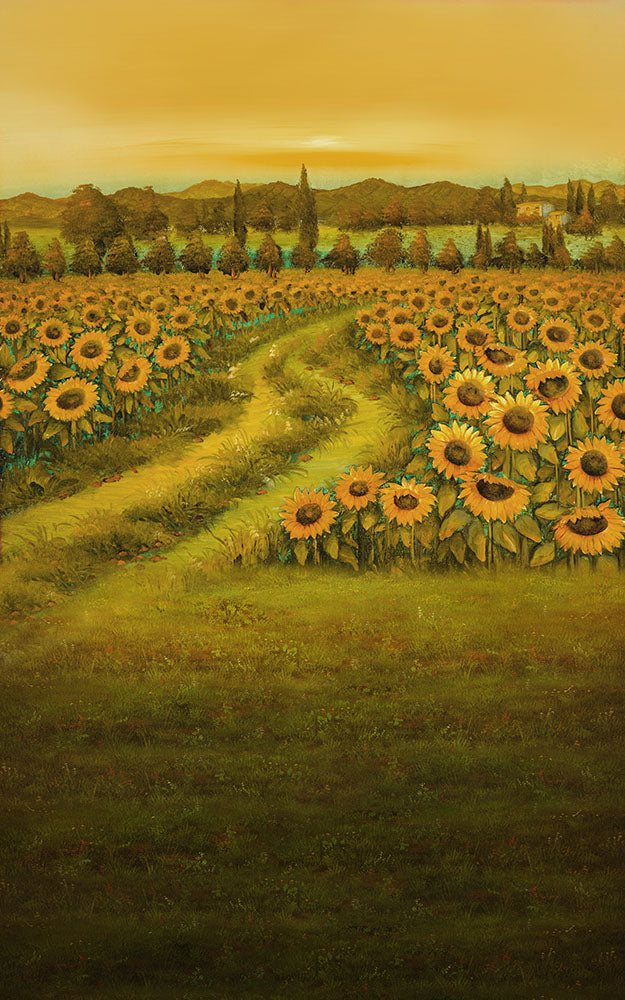 Avezano Sunflower Oil Painting Flower Landscape Photography Backdrop-AVEZANO