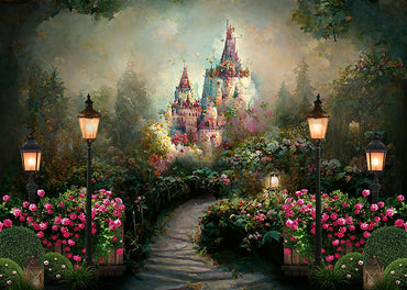 Avezano The Castle in the Spring Garden 2 pcs Set Backdrop
