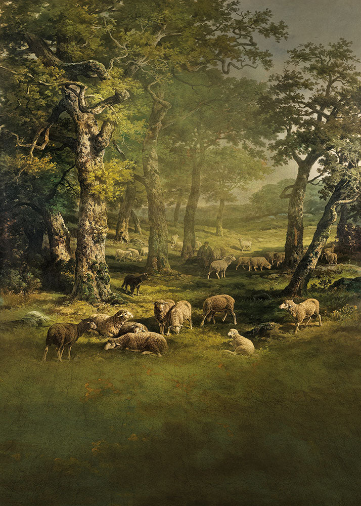 Avezano Woods for Sheep Oil Painting Style Photography Backdrop-AVEZANO