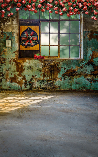 Avezano Green Paint off Wall Window Backdrops For Photography-AVEZANO